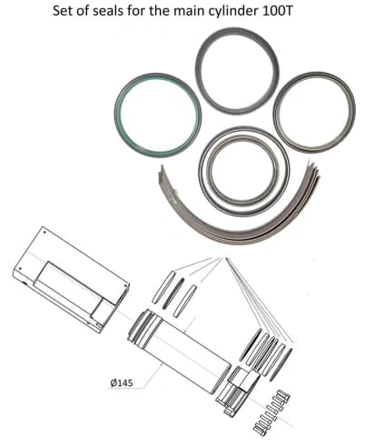 Комплект уплотнений главного цилиндра 100T (145мм)