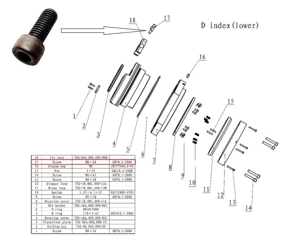 Винт M8×20, GB70.1-2000