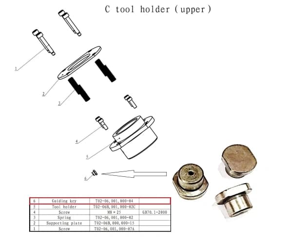 Направляющая шпонка пуансона верхнего держателя, станции С,D T02-06,001,000-04A