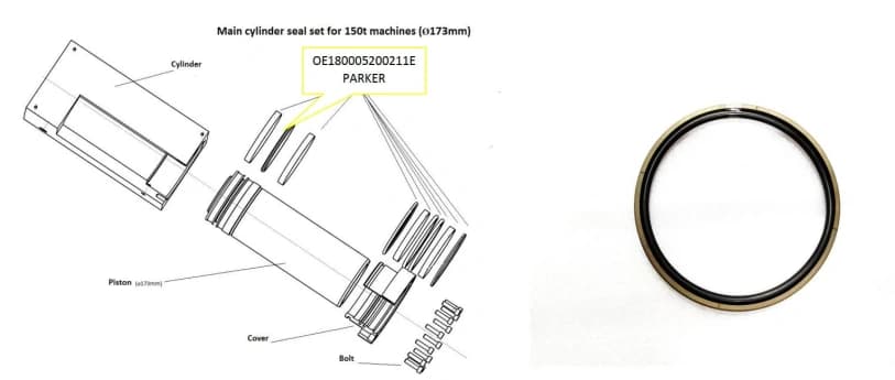 Уплотнительное кольцо OE180005200211E PARKER,150T