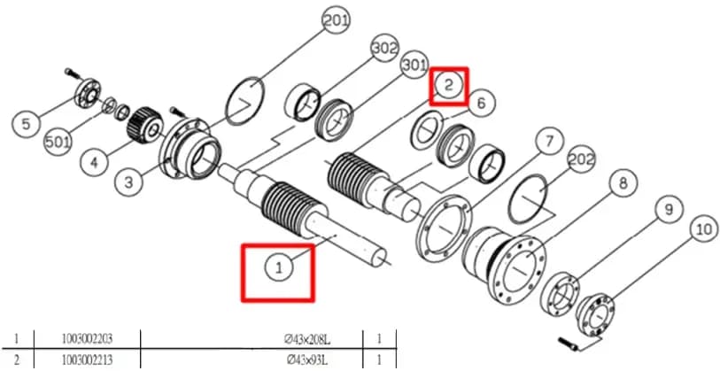 Червячный вал поворотного стола MNC-251R-2TE7