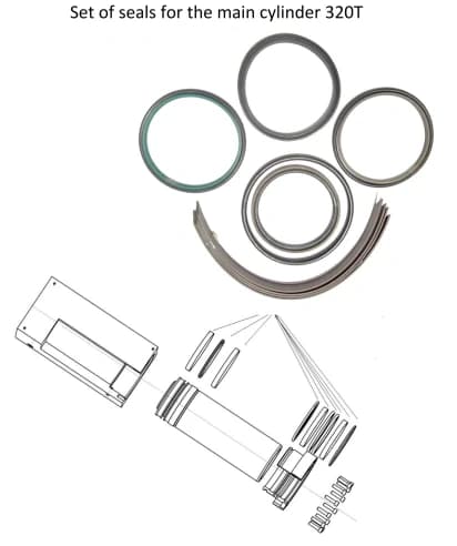 Комплект уплотнений для цилиндра 225t