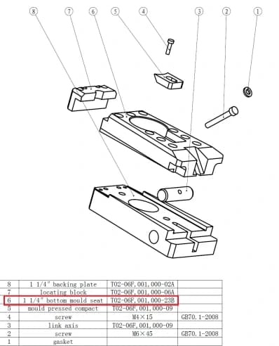 Держатель матрицы В станции старого образца T02-06F,001,000-23B