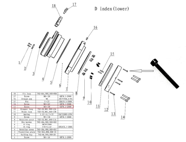 Винт M4×30, GB70.1-2000