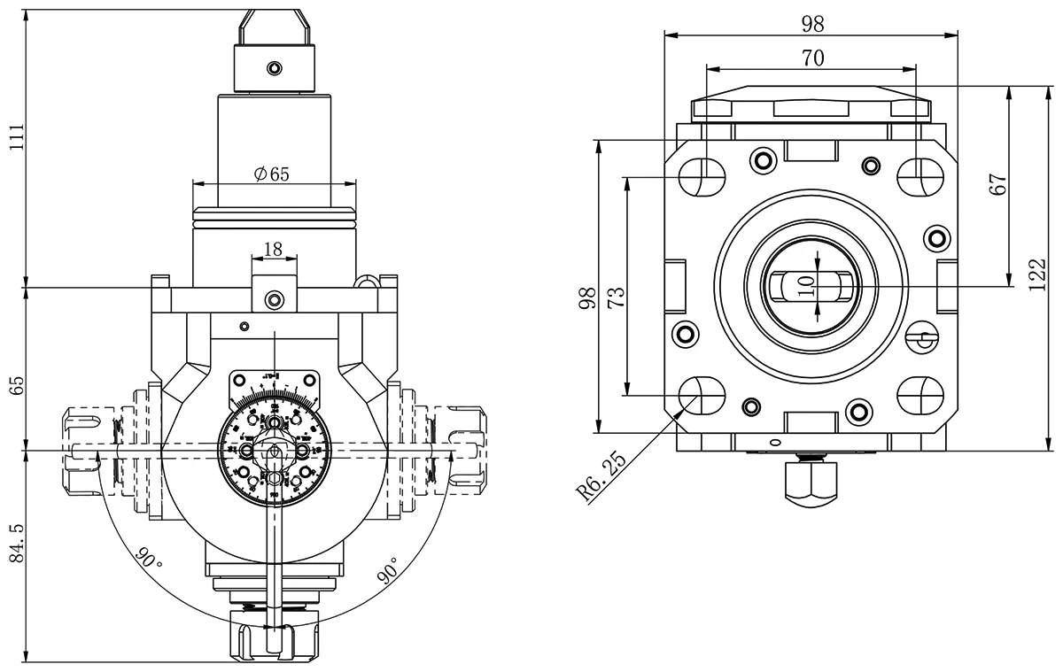Приводной регулируемый (±90°) блок AdvaCUT BMT65, ER20, T=1:1, RMP=6000, внеш. СОЖ