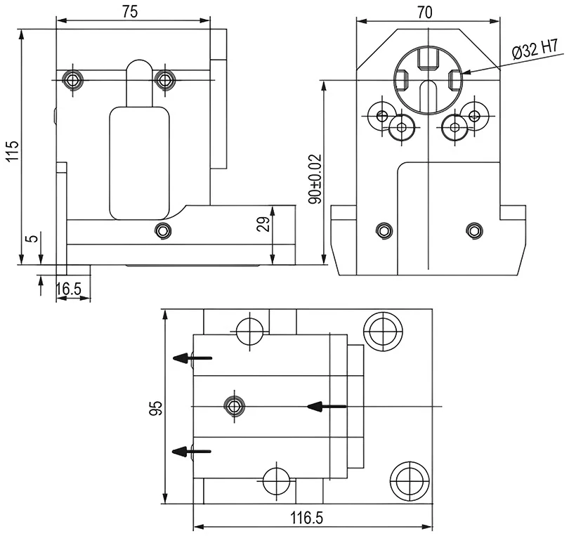 Держатель расточных резцов и корпусных сверл Ø32 мм, BMT60 OKUMA, H=90 мм