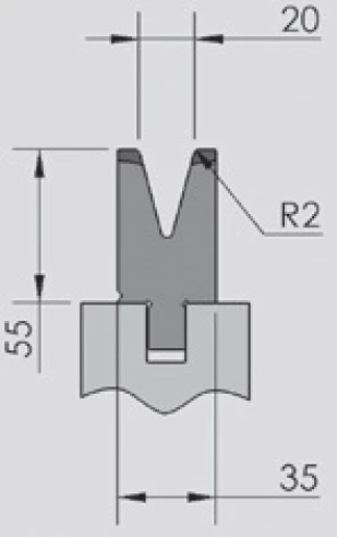 Матрица OZU-063/1, H=55 мм, V=20 мм, α=30°, 515 мм