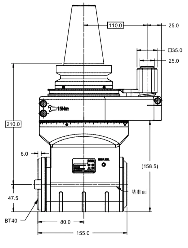 Фрезерная угловая головка под оправки BT40, 3000 об/мин, H=210, BT50 MAS-403/BT 