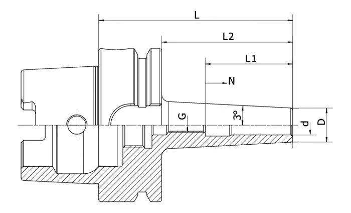 Термозажимной патрон AdvaCut HSK50A, ø=4мм, H=80мм, с уклоном 3°; DIN 69893; G2.5