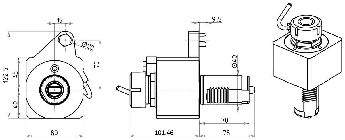 Приводной прямой блок AdvaCUT VDI40, ER32, T=1:1, RMP=6000, H=97 (MAZAK), внеш. СОЖ