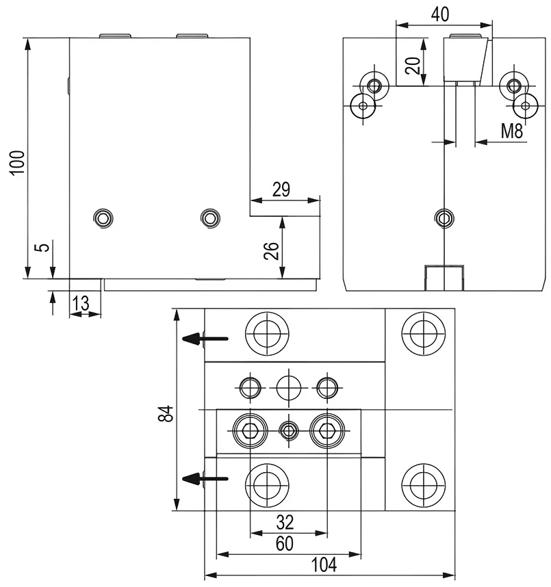 Держатель осевых резцов 20х20 мм, BMT55 BIGLIA, H=100 мм