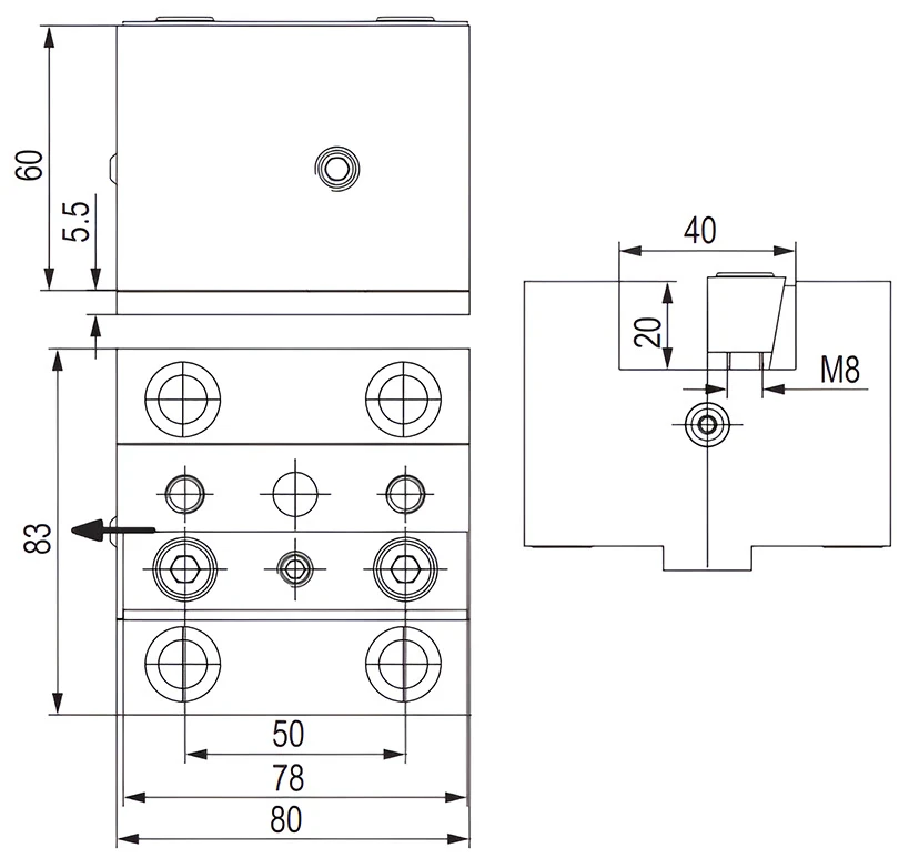 Держатель осевых резцов 20х20 мм, BMT55 NAKAMURA, H=60 мм