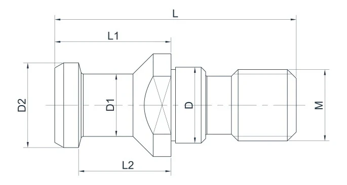 Болт тяговый (штревель) без отверстия, без кольца, 0°, SK40-DIN69872, 1шт.
