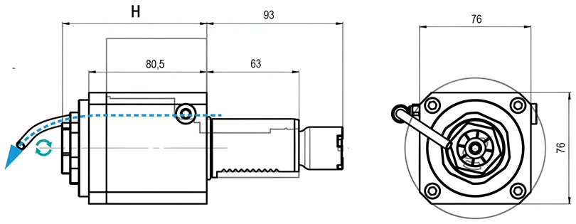 Приводной прямой блок AdvaCUT VDI40, ER-32, T=1:1, RPM=6000, H=98,6 (OKUMA), внеш. СОЖ