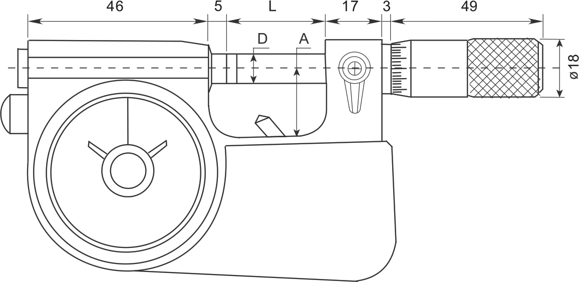 Микрометр рычажный, микровинт Ø8мм; 0-25мм; 0,001мм