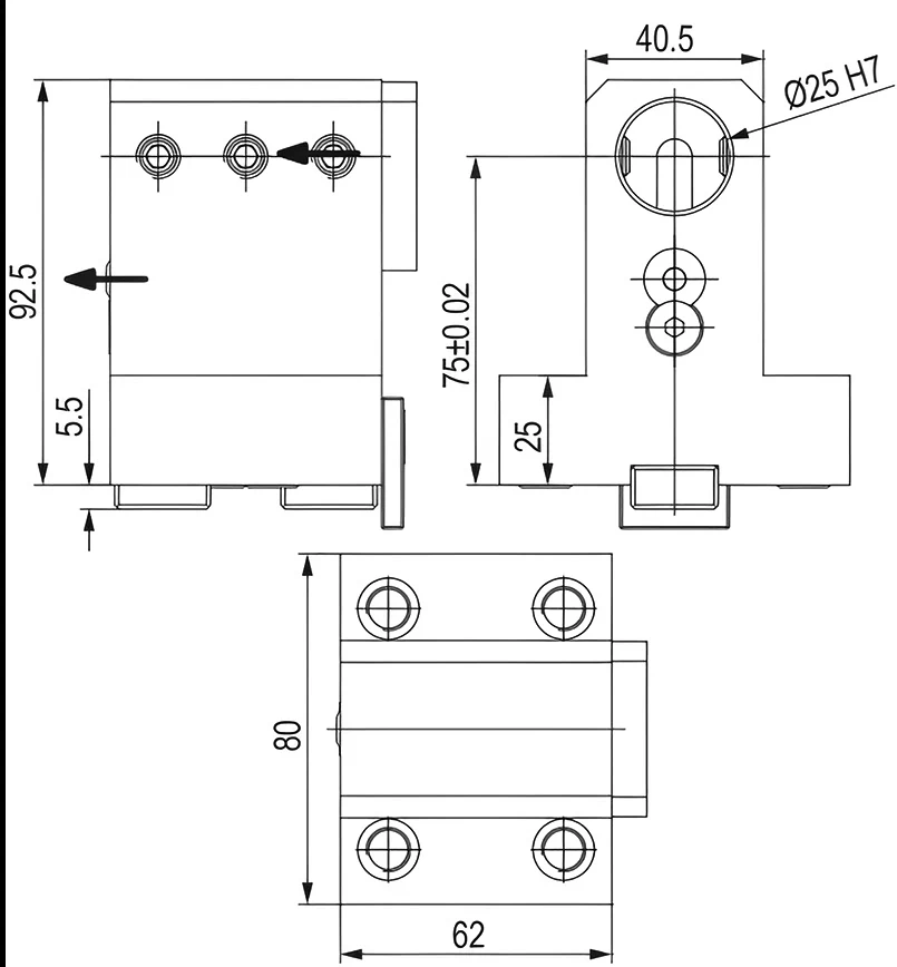 Держатель расточных резцов и корпусных сверл Ø25 мм, BMT44 NAKAMURA, H=75 мм
