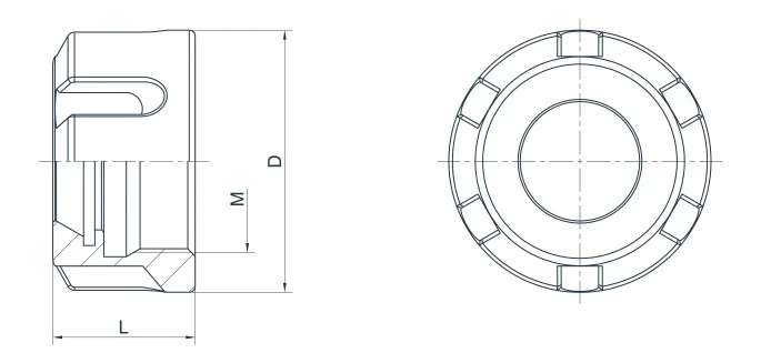 Зажимная гайка UM для цангового патрона ER25, M32x1.5