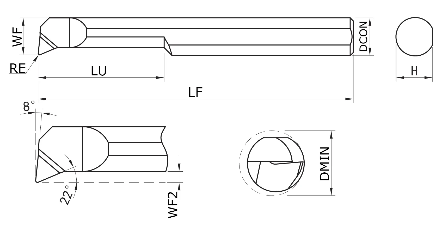 Мини-резец расточной MKPTR-030-150-020-NS