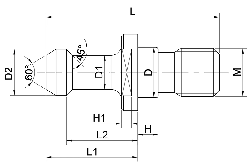 Болт тяговый (штревель) с отверстием, с кольцом, 45°, BT30, MAS403/BT, 1шт.