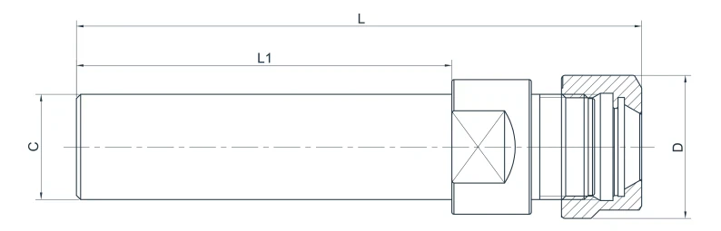Цанговый патрон AdvaCut с цилиндрическим хвостовиком и шестигранной гайкой, ø16мм, ER11, L=50мм