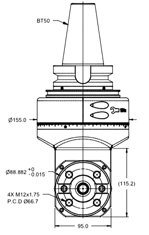 Фрезерная угловая головка под оправки BT40, 3000 об/мин, H=210, BT50 MAS-403/BT 
