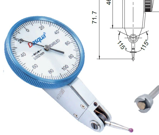 Индикатор рычажно-зубчатый с немагнитным корпусом и диаметром циферблата 39мм; 0-0,2мм; 0,002мм