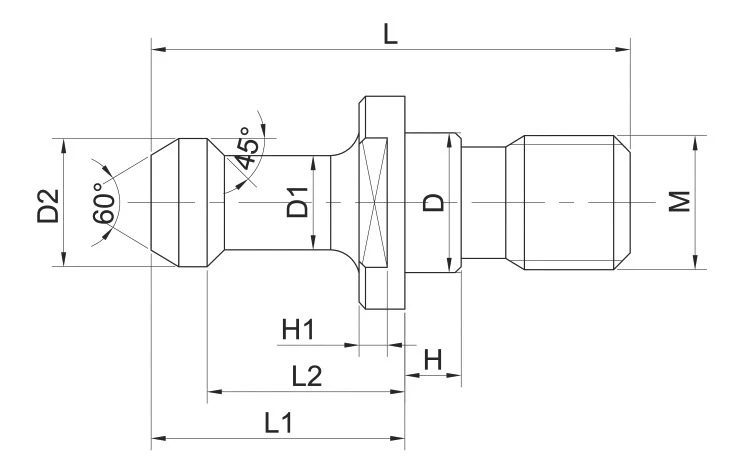 Болт тяговый (штревель) с отверстием, с кольцом, 45°, BT40, MAS403/BT, 1шт.