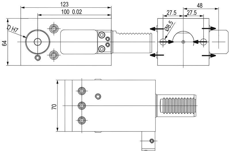 Держатель расточных резцов Ø25 мм, VDI30 DMG MORI, H=100 мм