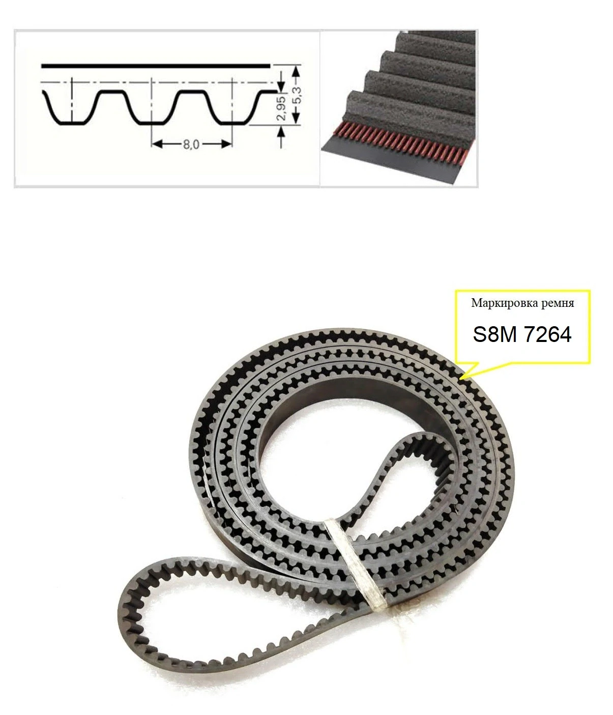 Зубчатый ремень оси X S8M-7264