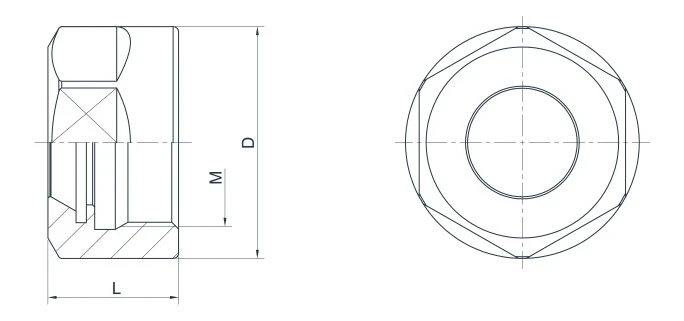 Зажимная шестигранная гайка HEX для цангового патрона ER20, M25x1.5