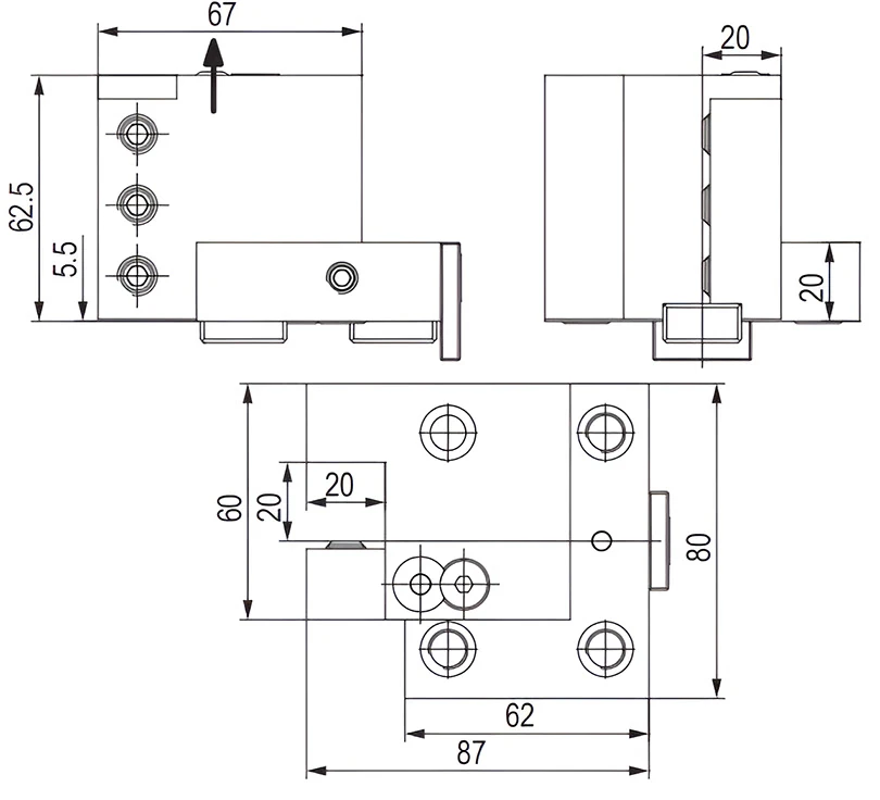 Держатель радиальных резцов 20х20 мм, BMT44 NAKAMURA, H=62,5 мм