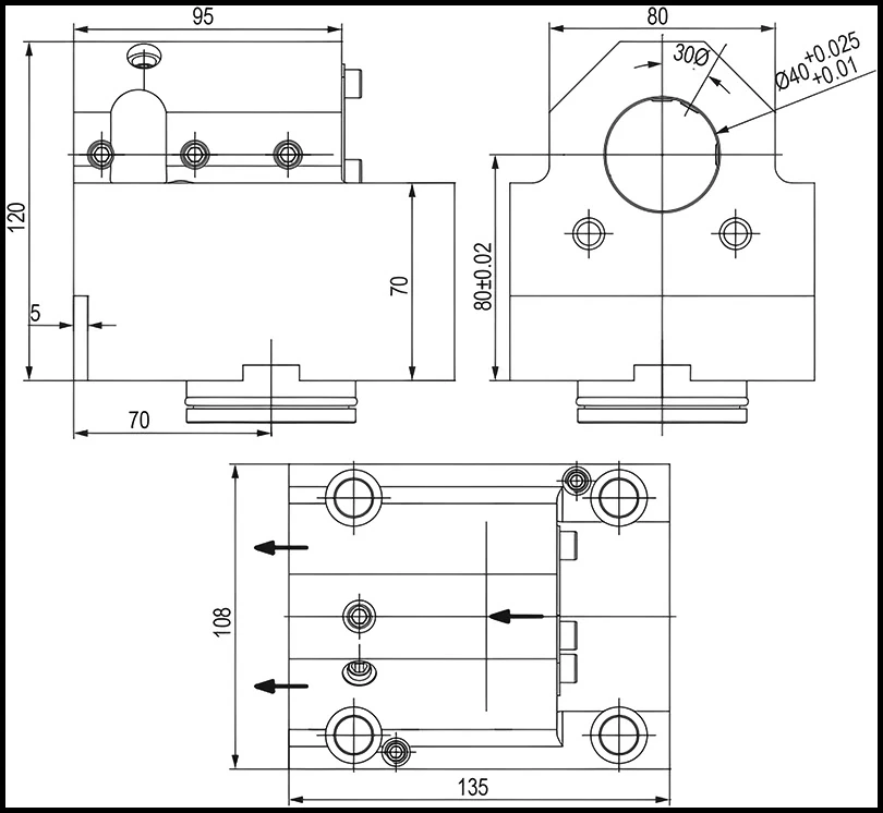 Держатель расточных резцов и корпусных сверл Ø40 мм, BMT40 DMG MORI, H=80 мм