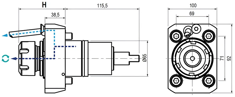 Приводной прямой блок AdvaCUT BMT65, ER-32, T=1:1, RPM=6000, H=77,9 (NAKAMURA), внеш. СОЖ