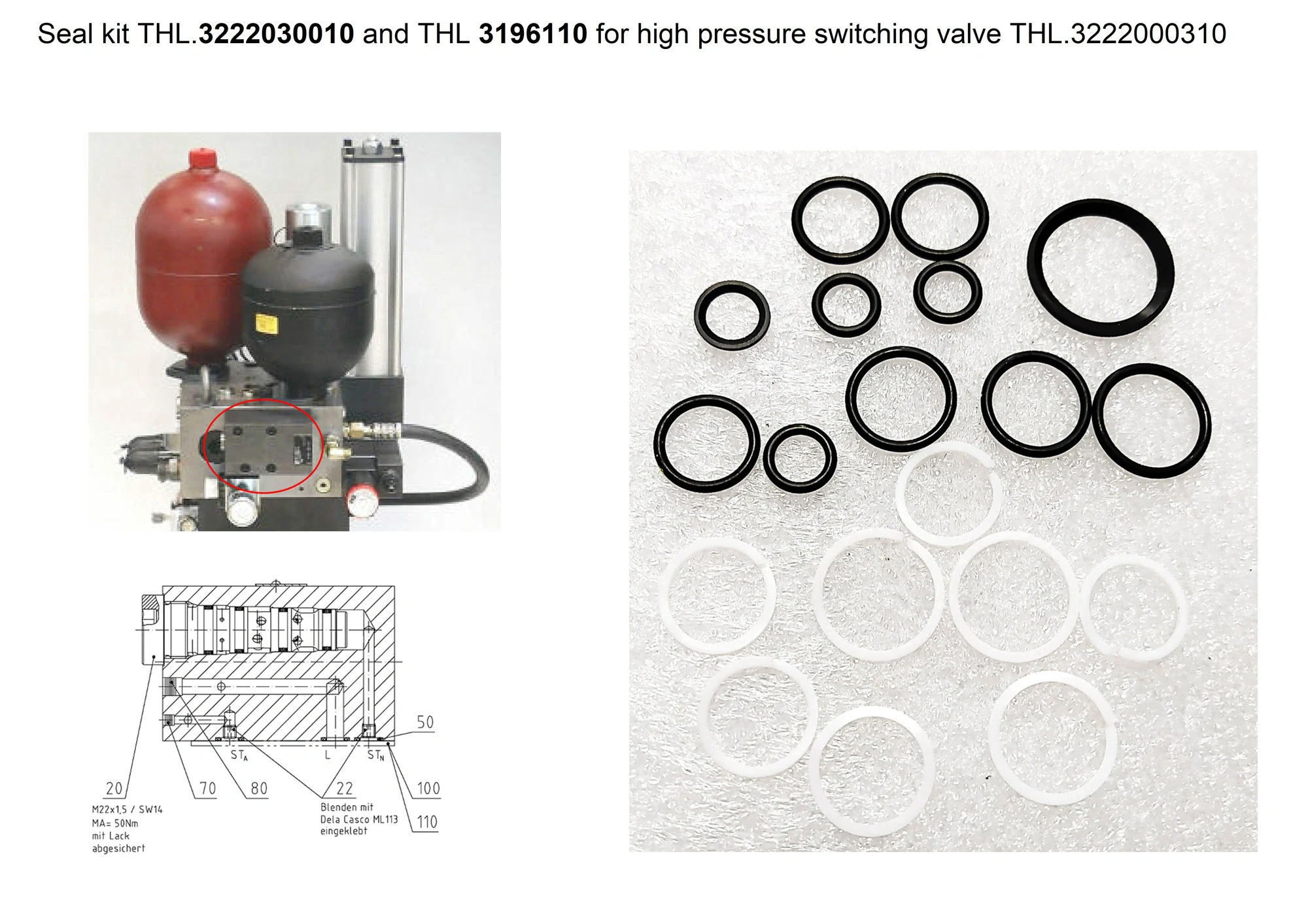 Комплект уплотнений клапана высокого давления THL.3222030010