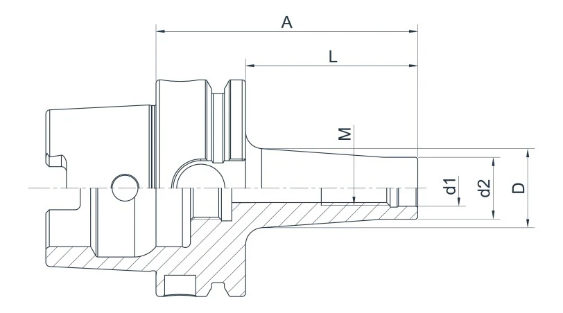 Оправка AdvaCut для сменных фрезерных головок с резьбой HSK100, M12, A=129мм, L=100мм; DIN 69893; AD; G2.5