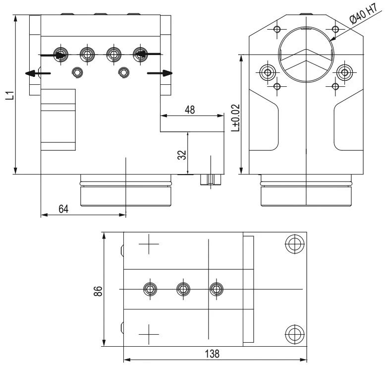 Держатель расточных резцов и корпусных сверл Ø40 мм, BMT68 MAZAK, H=90 мм