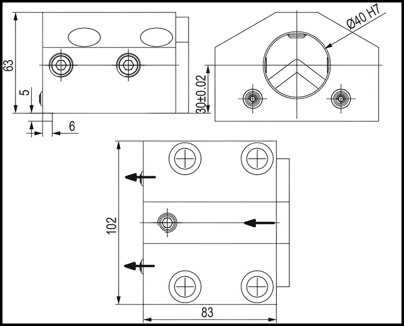 Держатель расточных резцов и корпусных сверл Ø40 мм, BOT20 OKUMA, HAAS, H=30 мм