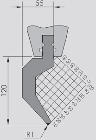 Пуансон BIU-013/1, H=120 мм, α=86°, R=1 мм, 515 мм
