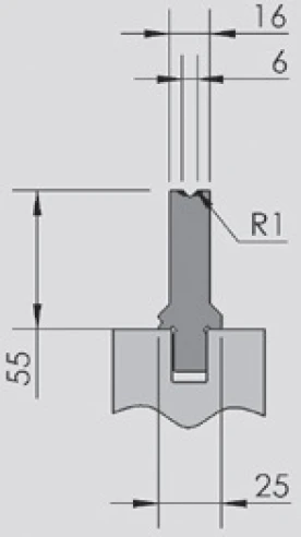 Матрица OZU-041/1, H=55 мм, V=6 мм, α=90°, 515 мм