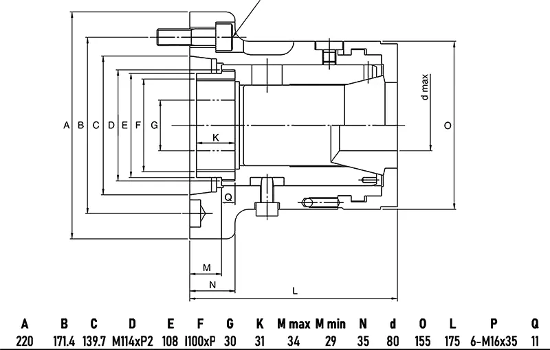Патрон цанговый BC80-A8 с посадкой A2-8, цанга 193E